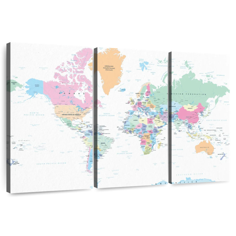 Carte du monde pastel Keiri, H 20 po x l 33 po