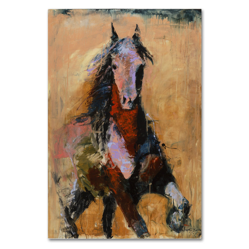« golden cheval », reproduction de peinture à l’acrylique sur toile, H 47 po x l 30 po x P 2 po