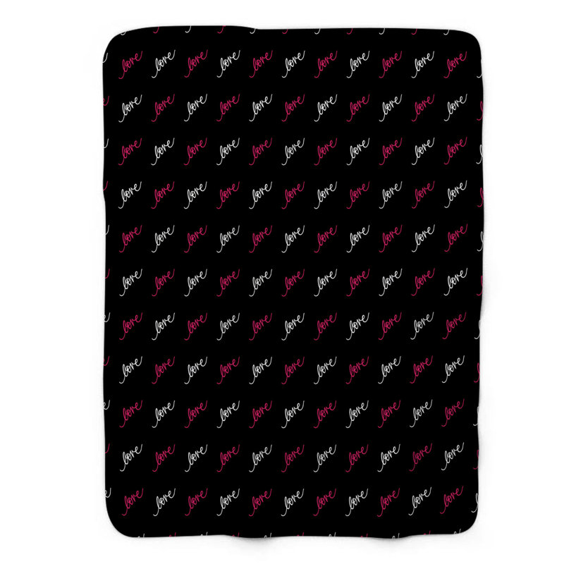 Couverture en sherpa noir 1 pièce de qualité supérieure noire Heartfelt, Lit simple