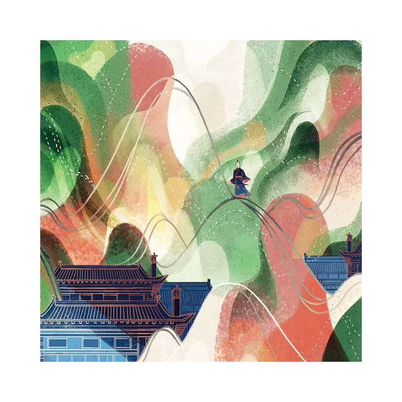 Flowing Mountain 1 Piece Painting on Canvas, 45.72 cm H x 45.72 cm W x 1.91 cm D, Wrapped Canvas