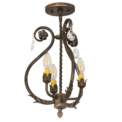 Lustre géométrique à 3 lumières de style bougie Alaylah