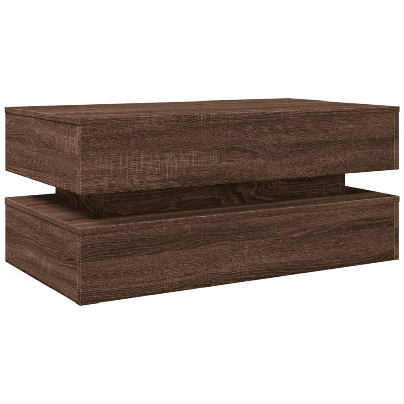 Coffee Table With LED Lights 19.7"X19.7"X15.7", Brown Oak