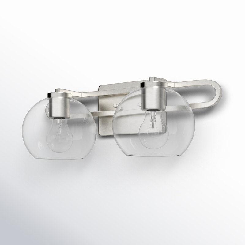 Eveline 2 Light Transparent Dimmable Vanity Light, Brushed Nickel