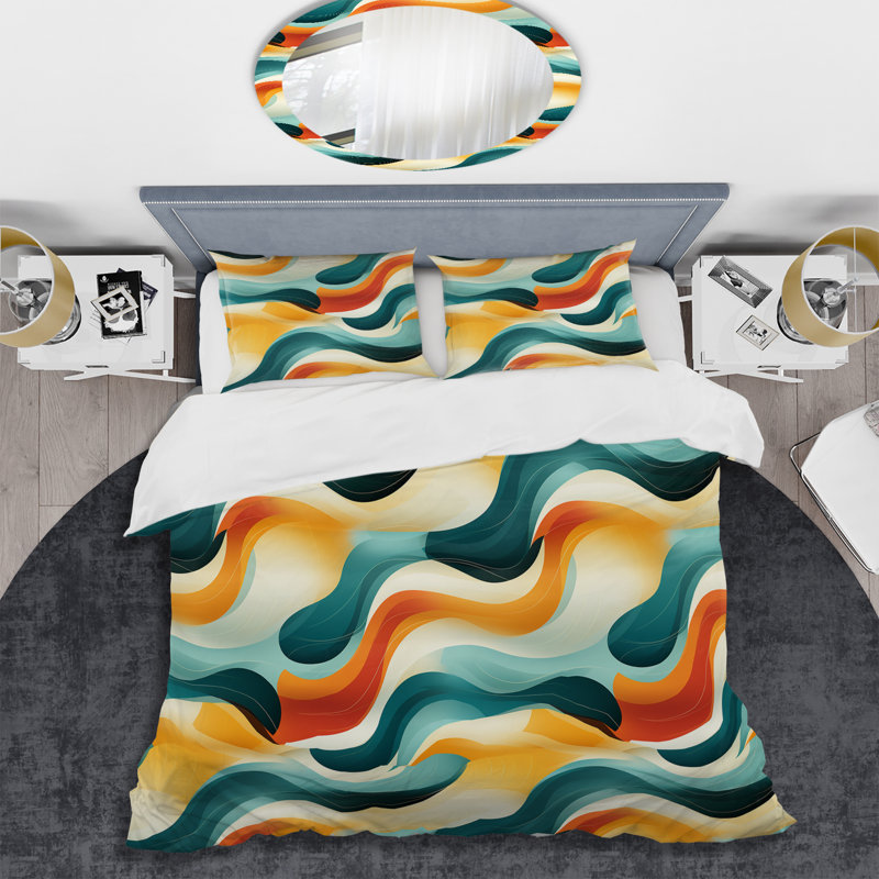 Karanveer Mod Wave Revival - Ensemble de housse de couette style Mid-Century - Microfibre de polyester