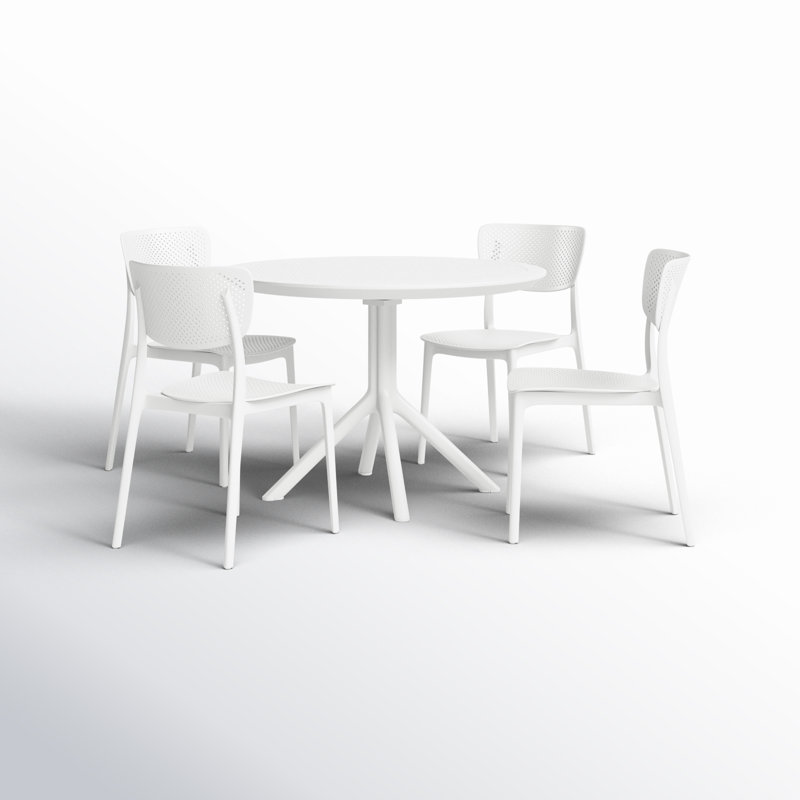 Farrah Lucy 5 Person Dining Set, White