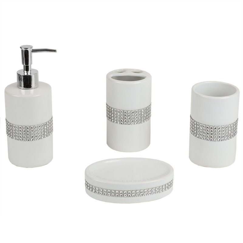  Ensemble d'accessoires de salle de bain 4 pièces Luxury, blanc
