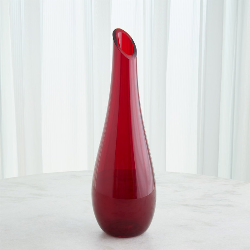 Tall Slant Handmade Glass Table Vase