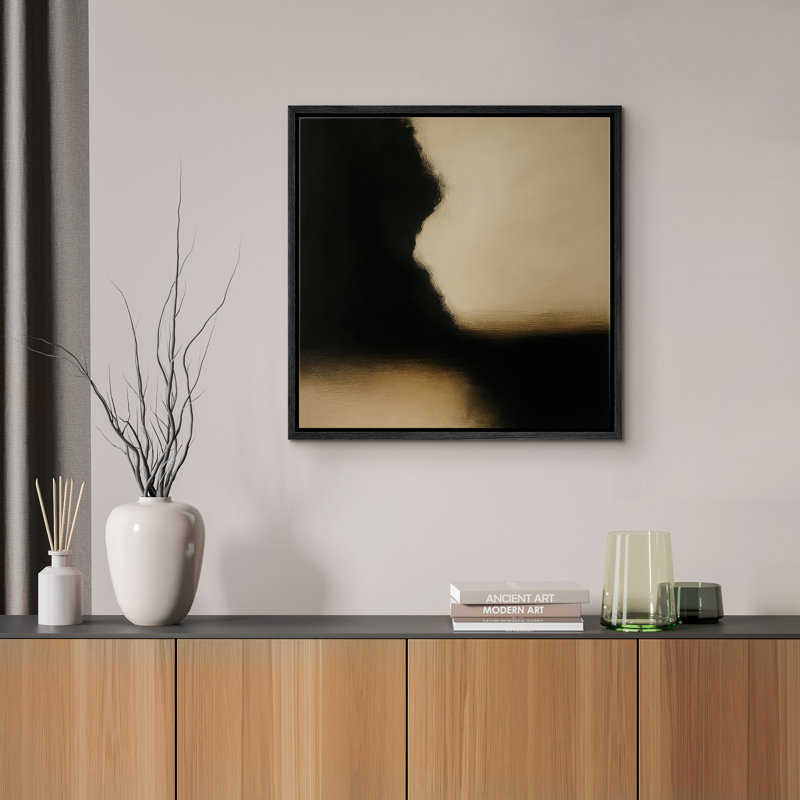 Reproduction d'art encadrée sur toile pour décor moderne neutre, H 16 po x l 16 po, Noir