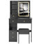 Petit meuble-lavabo de 29,2 po avec tabouret de bureau et tabouret rembourré à gauche 29,5 po, grande commande tactile, interrupteur tricolore, miroir à luminosité réglable, rangement à grande capacité, convient aux petits espaces-58747661