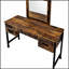Ensemble de coiffeuse en chêne rustique avec 4 tiroirs de rangement et miroir attaché, alliant style et fonctionnalité pour les chambres modernes