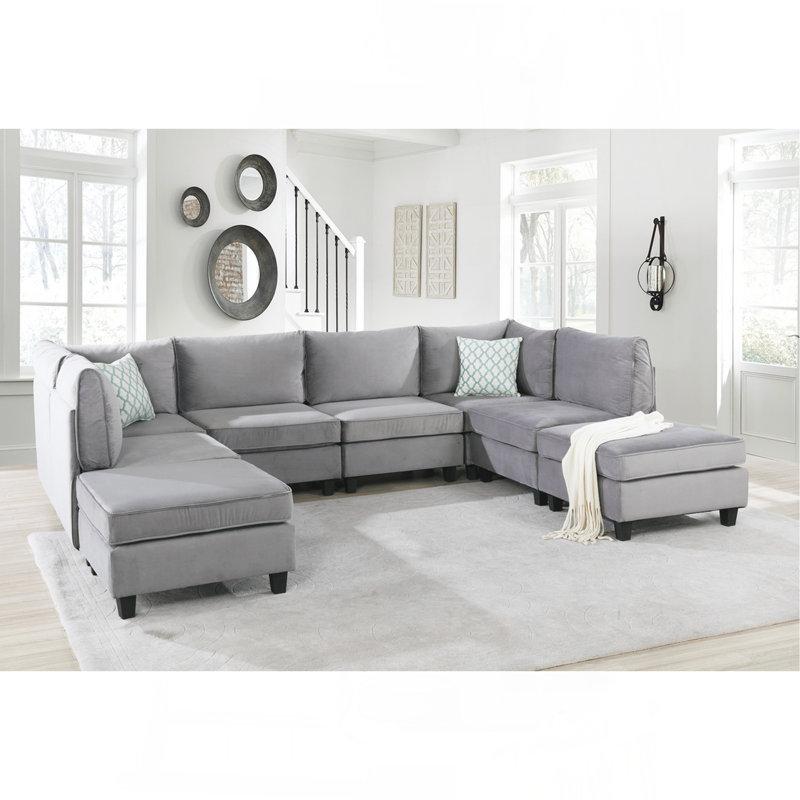 Canapé modulaire en velours 120 po 8 pièces 120 po
