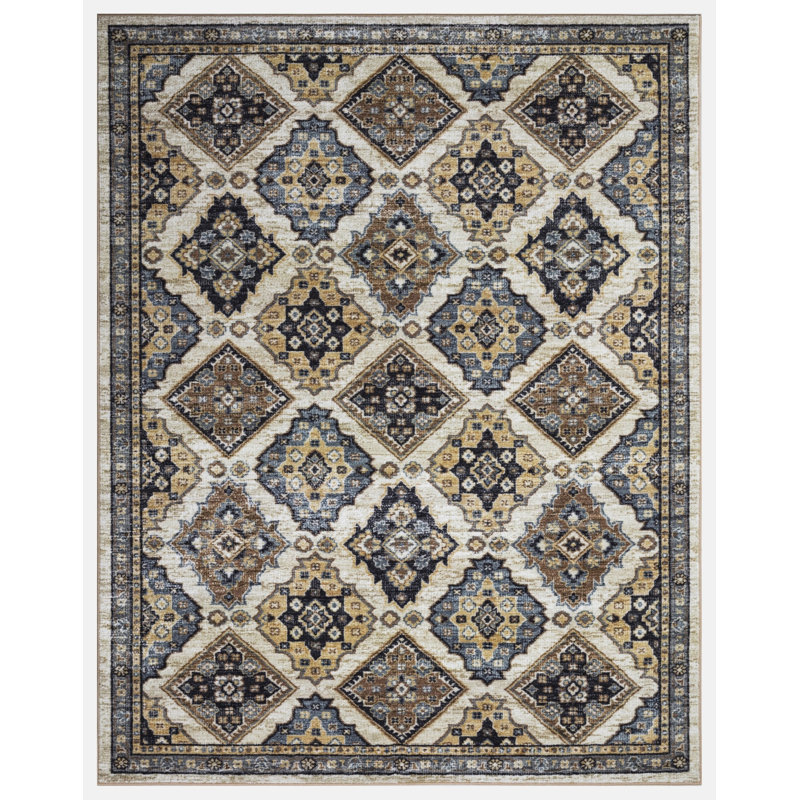 Tapis taupe lavable antidérapant Lyanne, Rectangle 7 pi 10 po x 10 pi