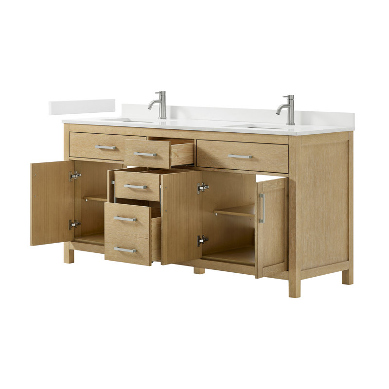 Beckett 72" Freestanding Double Bathroom Vanity with Cultured Marble Top, White Cultured Marble, Brushed Nickel