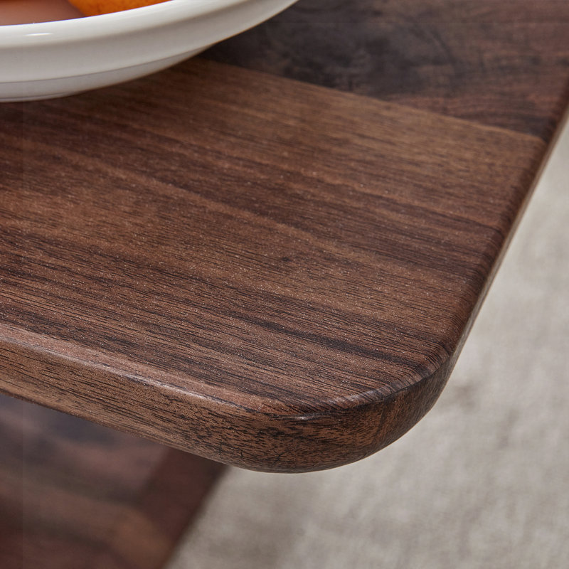 Modern Minimalist Walnut Dark Brown Texture Sticker-Patterned MDF Rectangular Coffee Table. Add a quiet and cozy atmosphere to your home.MDF coffee table,Walnut,Dark Brown textured Sticker,side table