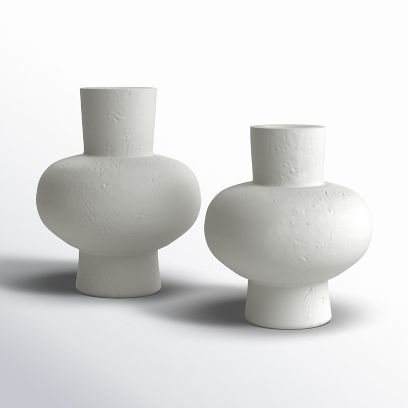 Ensemble de 2 vases de table en grès Ardi, Blanc