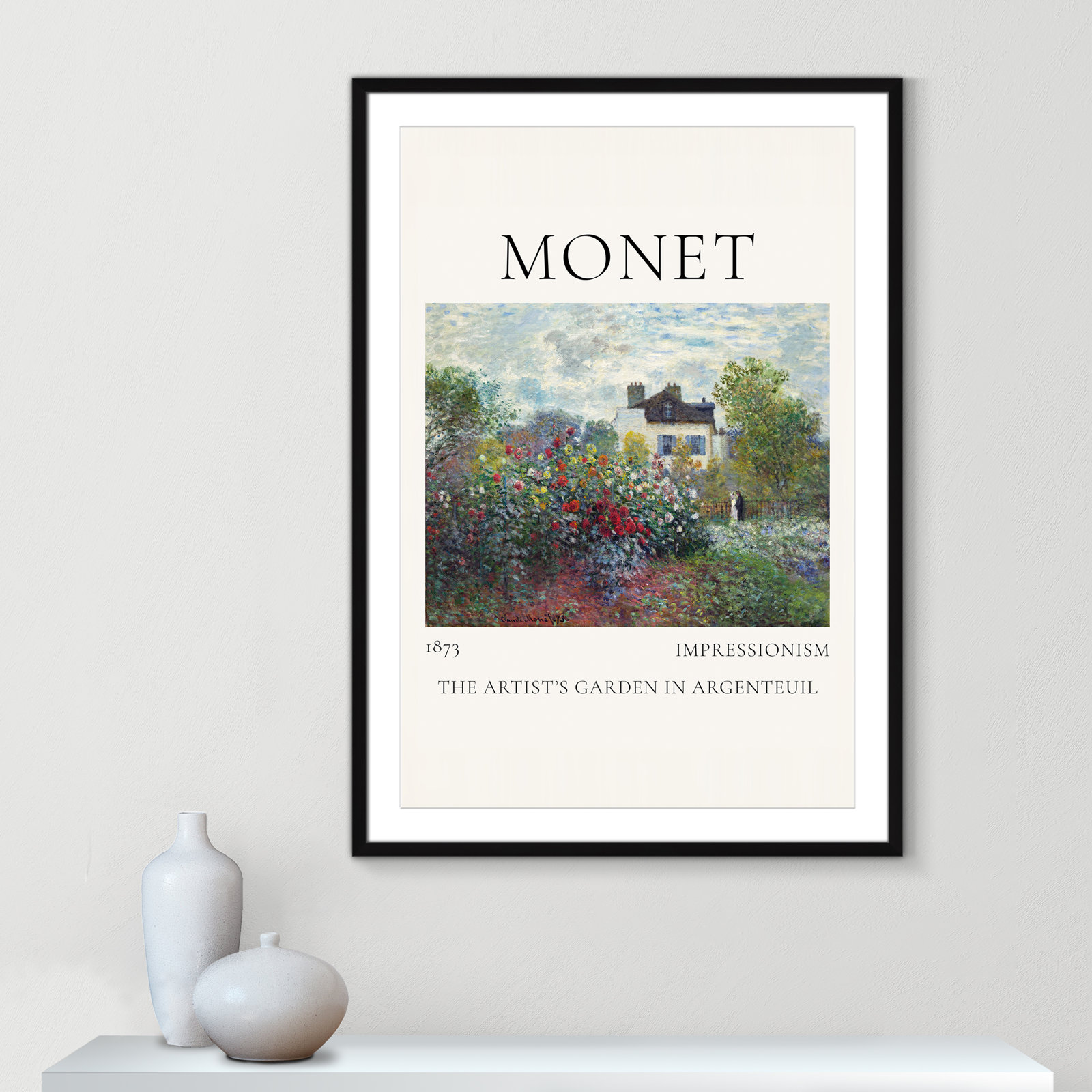 Artists Garden in Argenteuil Print by Claude Monet, Black Single Picture Frame, Yes, 41.5" H x 29.5" W x 1.25" D