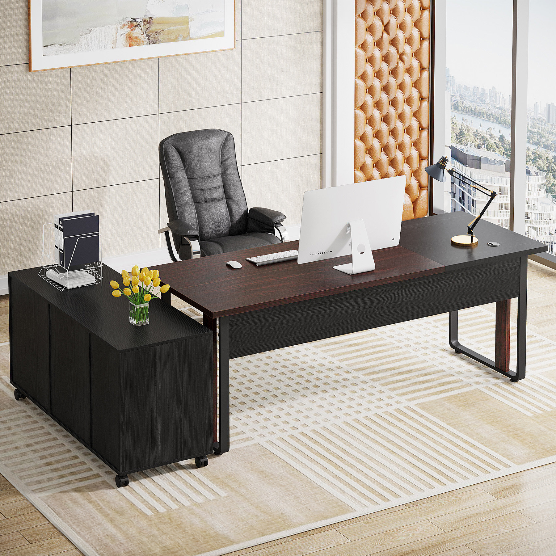 Latitude Run® Montry L-Shaped Executive Desk & Reviews | Wayfair