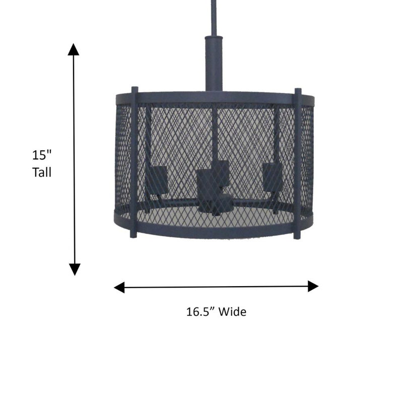 Luminaire suspendu tambour 4 lumières Glen, Gris foncé