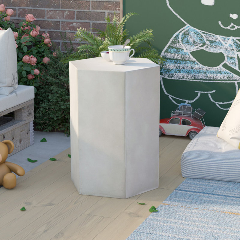 Felishia Outdoor Coffee Table , 14.5'' in. W 12.5'' in. D, 20" H x 14.5" W x 12.5" D, Light Gray