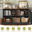 Meuble de rangement bibliothèque avec étagère ouverte à 3 niveaux et bibliothèque à 5 compartiments, meuble d'exposition multifonctionnel pour livres, dossiers et décoration pour bureau à domicile ou salon.