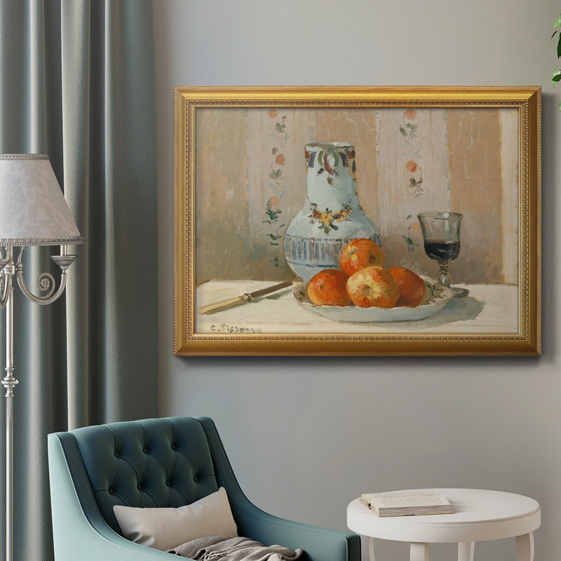 Nature morte avec pommes et pichet - Peinture sur toile encadrée