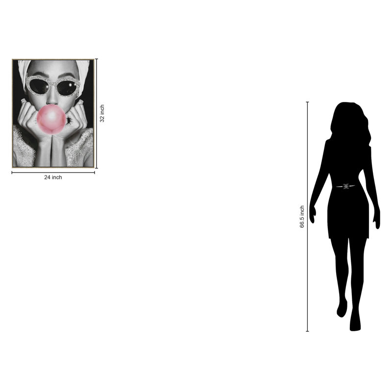 Art mural sur toile Glamour Bubblegum Muse - 24 po x 32 po - cadre doré