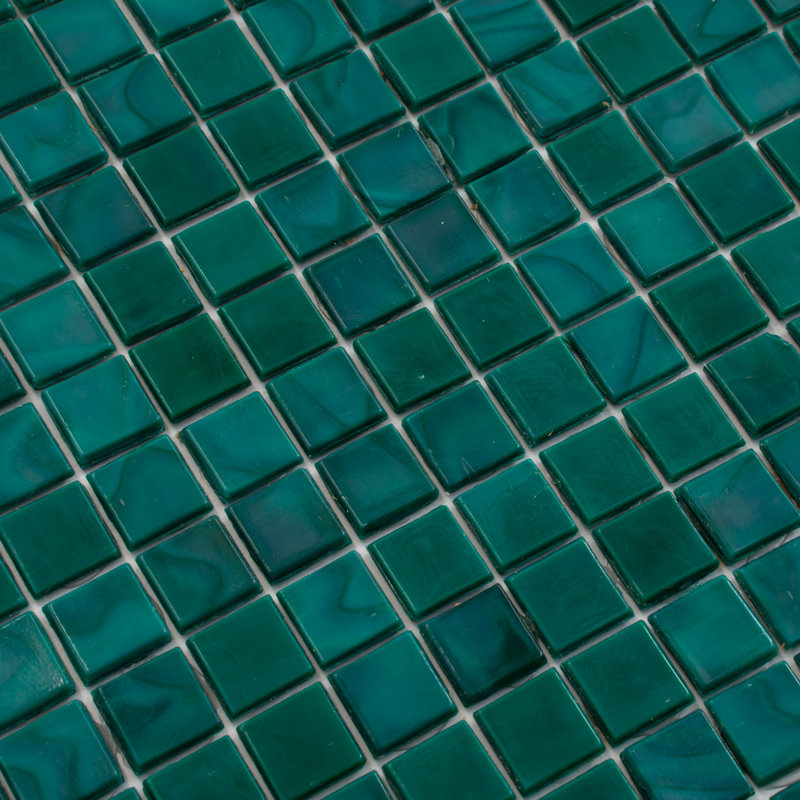 Skosh 0.6" x 0.6" Glass Grid Mosaic Wall & Floor Tile , Dark Green