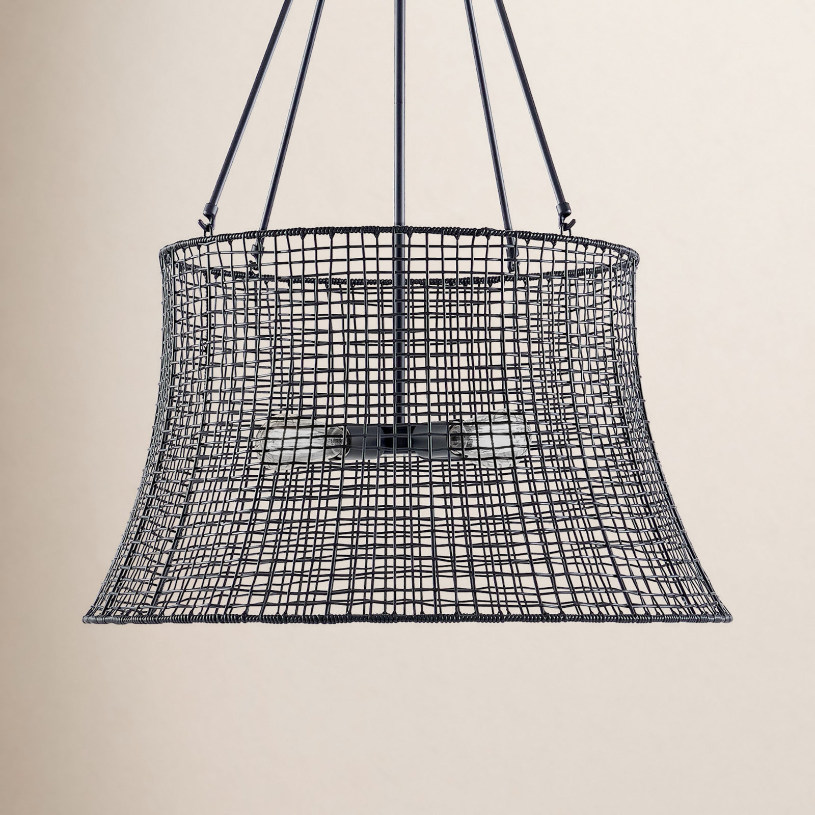 Outdoor Metal Chandelier, Matte Black