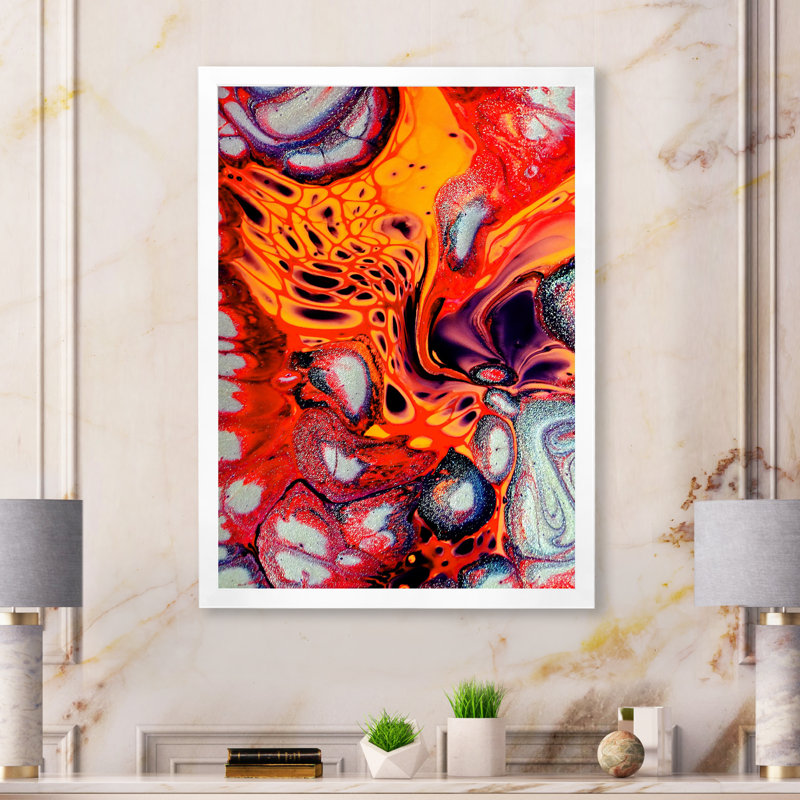 «Colorful Mixed Abstract Fluid XV», art mural moderne sur toile, H 20 po x l 12 po x P 1 po, Cadre photo blanc