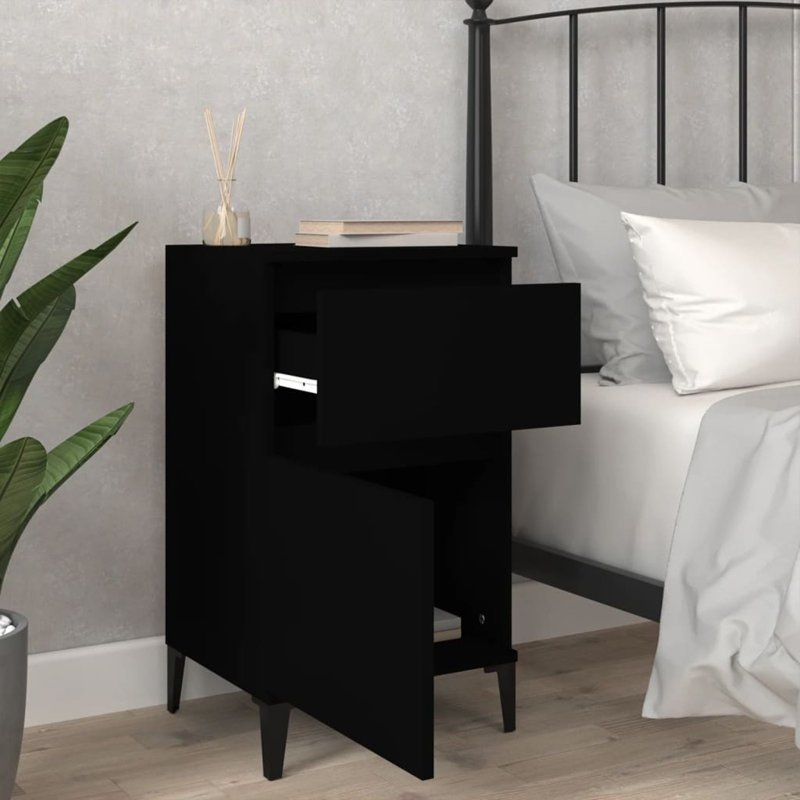 40cm W Bedside Table, Black