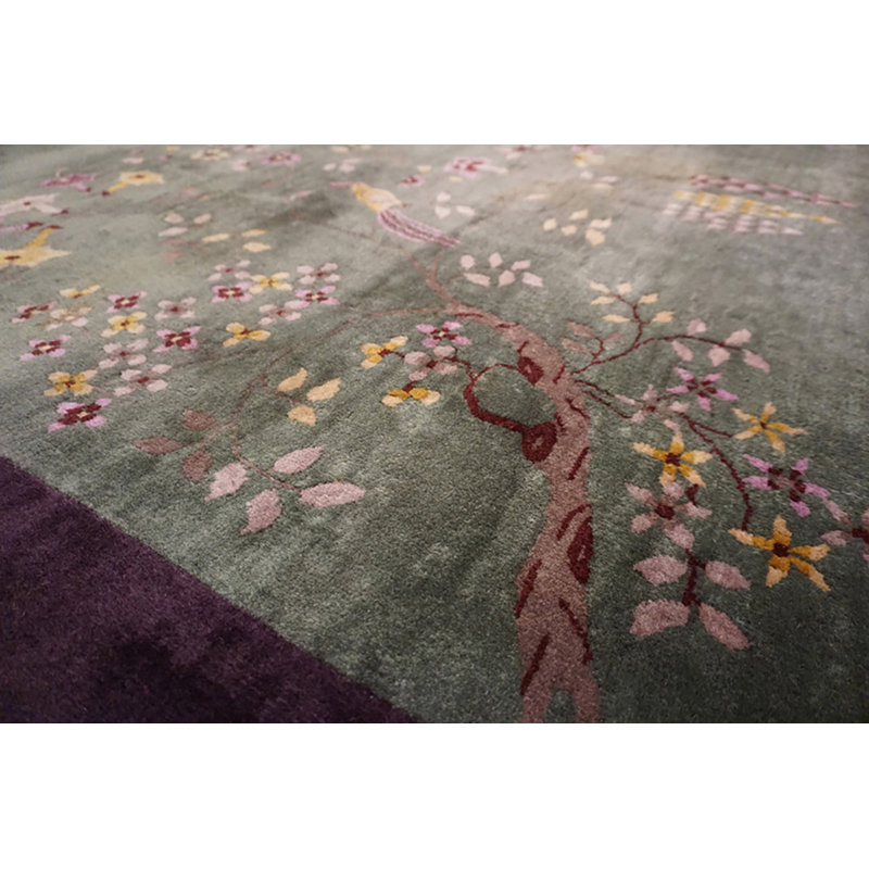Antique Wool Gray Purple / Lavender Mauve Hand Knotted Pile Rug