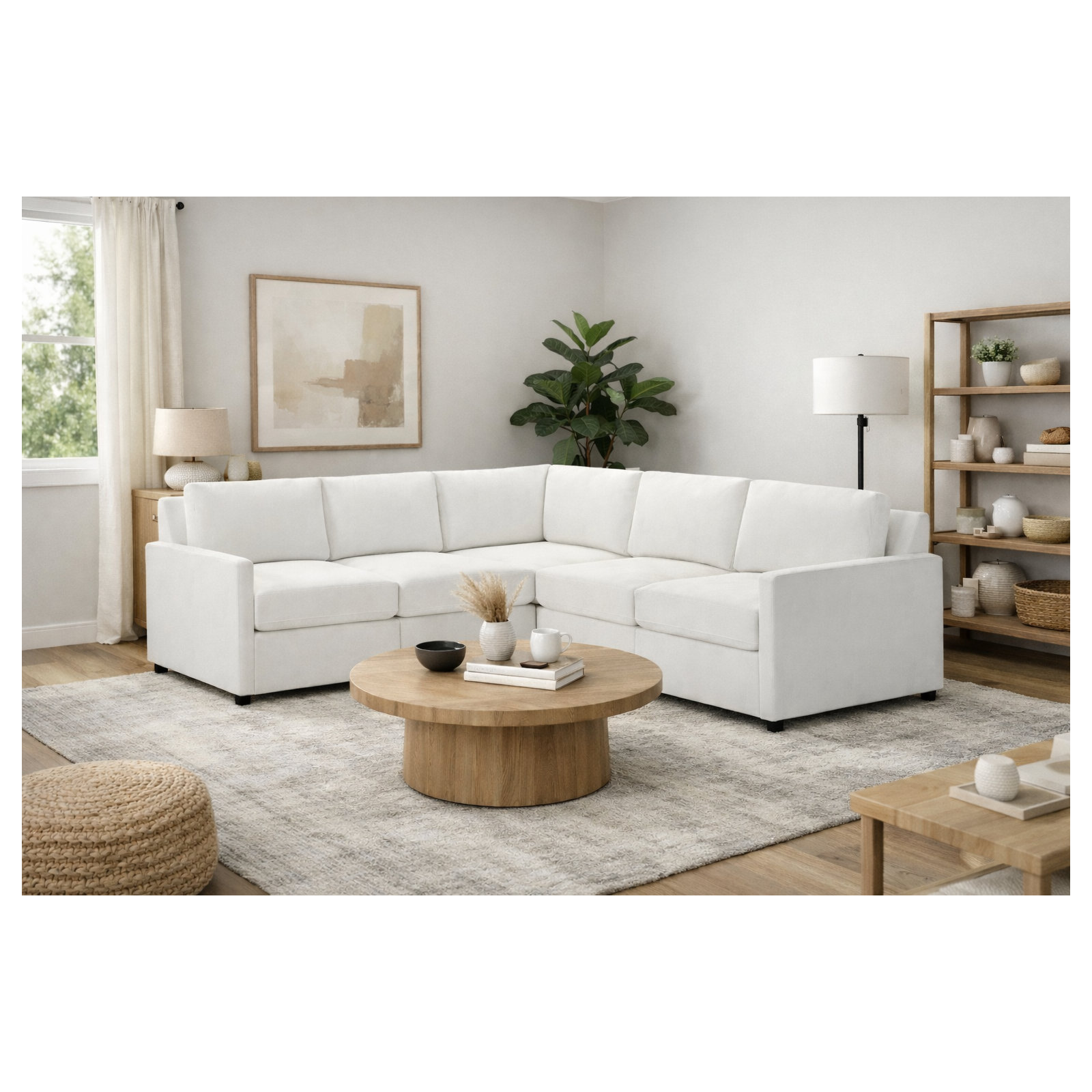 Damari 99" 5 - Piece Modular Corner Sectional, John Flour Performance Linen Blend