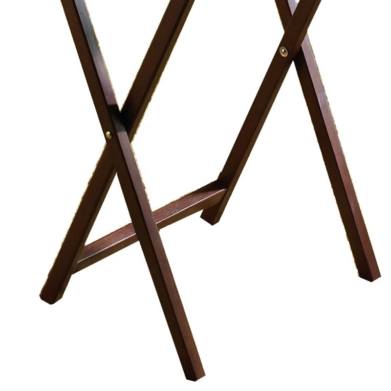 Ensemble de 5 tables-tablettes pliables en bois avec support de rangement compact PJ, Noyer brun