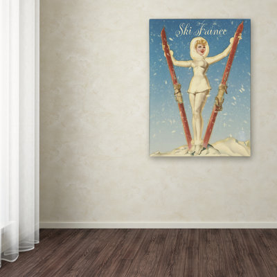 « ski france glam », affiche rétro sur toile tendue