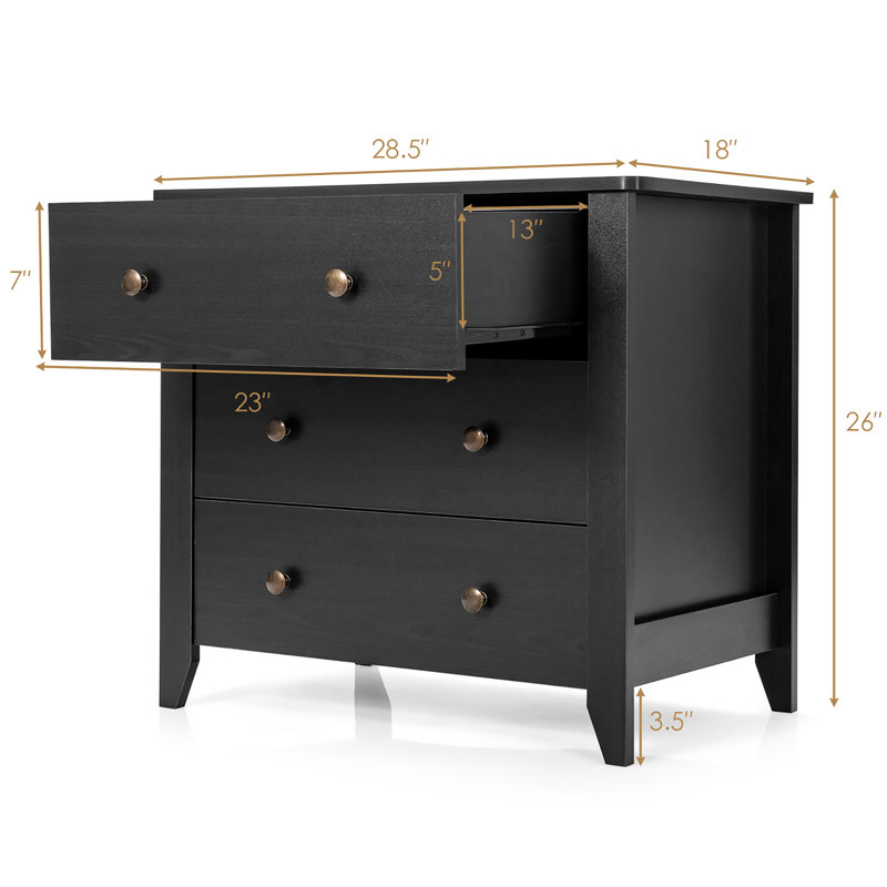Commode 3 tiroirs Holthaus, Noir