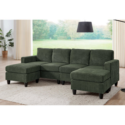 Velours côtelé modulaire avec 4 places, revêtement doux, coussins amovibles pour un nettoyage facile, agencement flexible, profondeur 53 po, largeur 101, hauteur 34,5 po, velours modulaire 175 lb, sièges