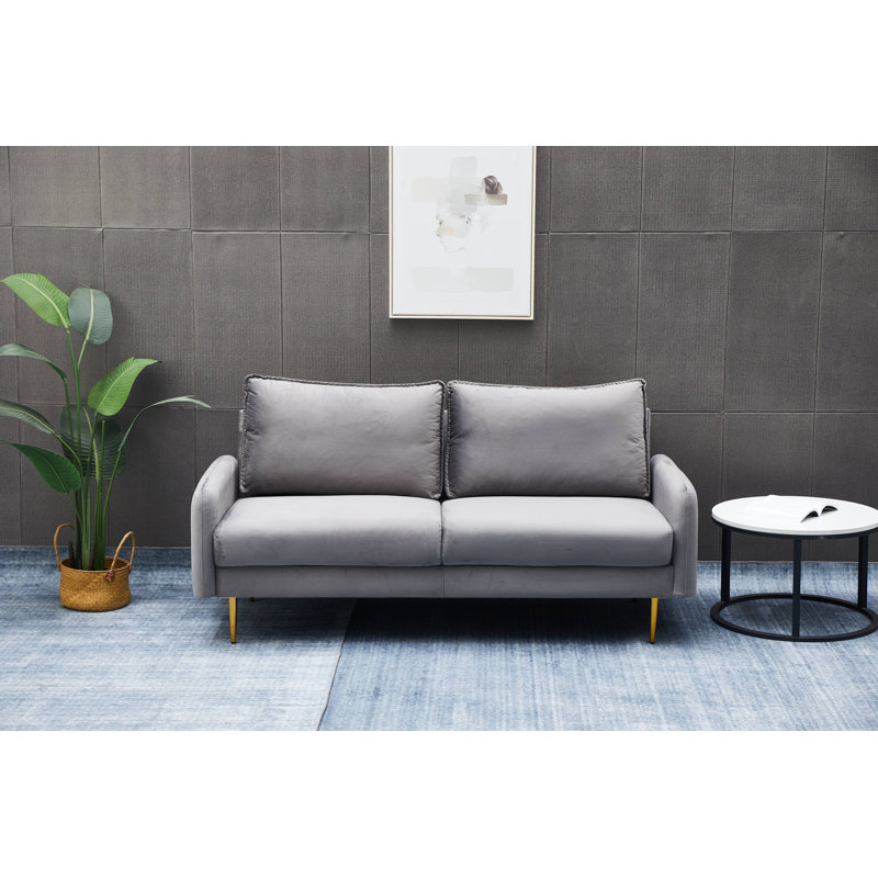 Emteas 57.3'' Velvet Loveseat, Gray Velvet, 34" H x 69" W x 32" D