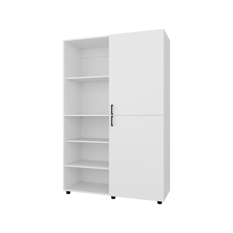 White 2-Door Wardrobe With Open Storage