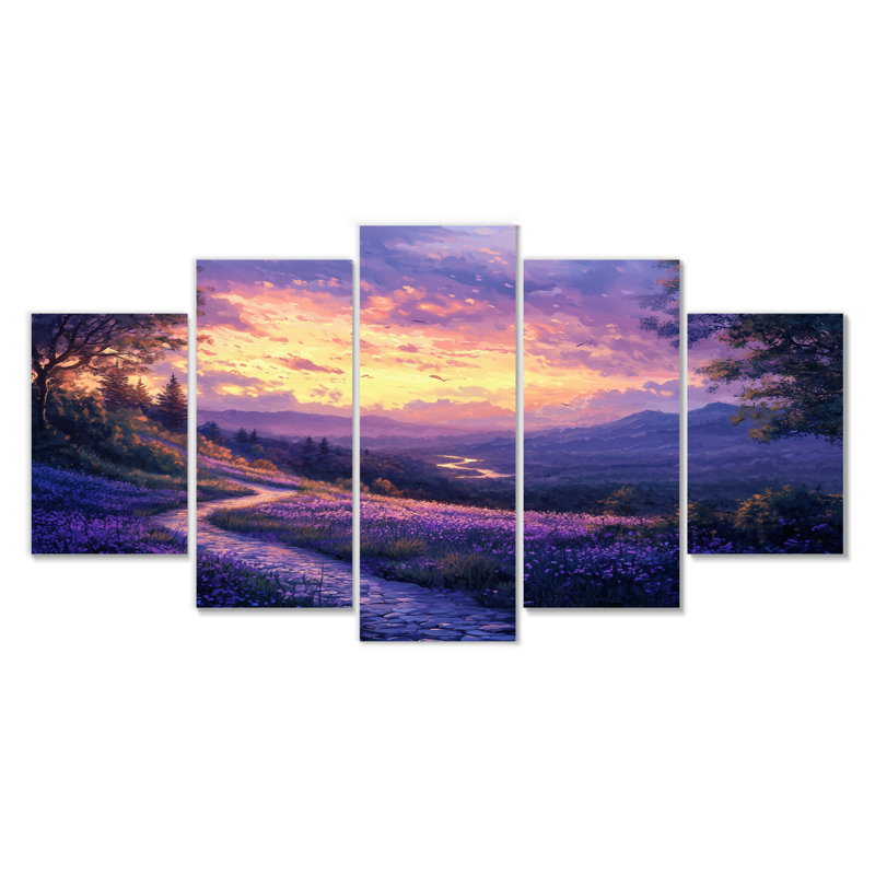 Riverbend au crépuscule, paysage de campagne II - paysage de montagnes, décoration murale - art mural traditionnel