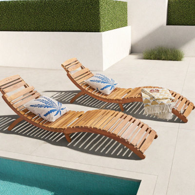 Armond 72.25" Long Foldable Acacia Chaise Lounge by Highland Dunes