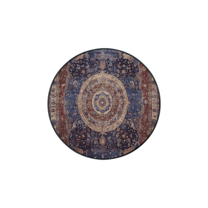Tapis noir lavable à la machine, Rond 4 pi