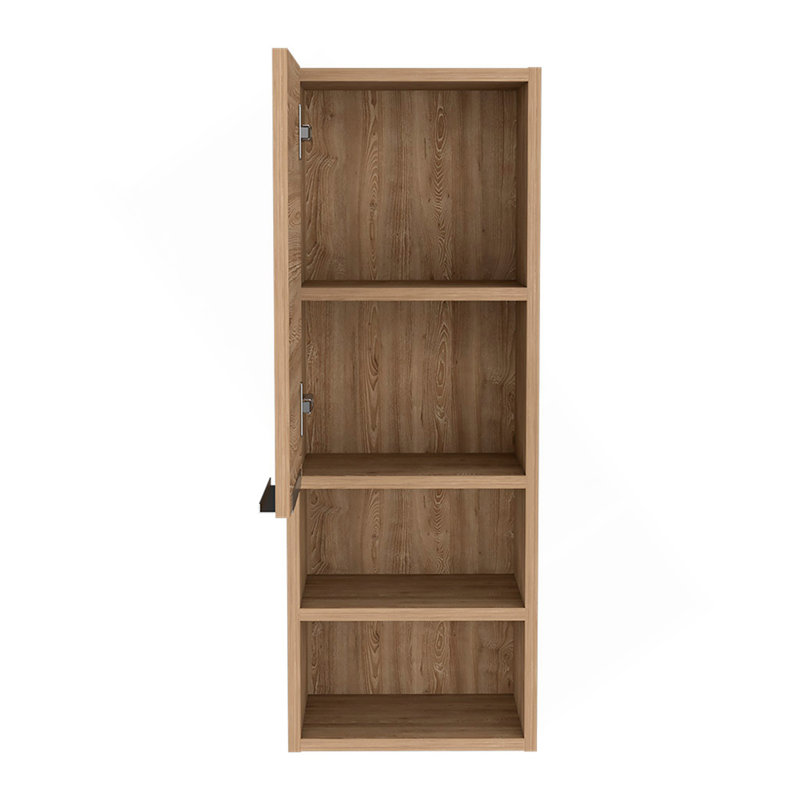 Armoire à pharmacie à porte simple H 32 po, deux tablettes intérieures, deux tablettes extérieures, chêne clair, Beige