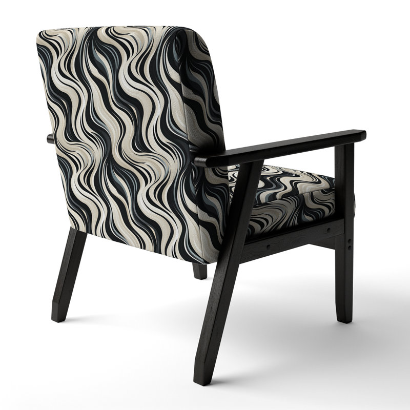 Fauteuil décoratif noir et blanc à motif de zébrures monochromes Elegance I