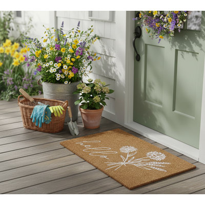 White WildFlower Bouquet Doormat, 17"x29"