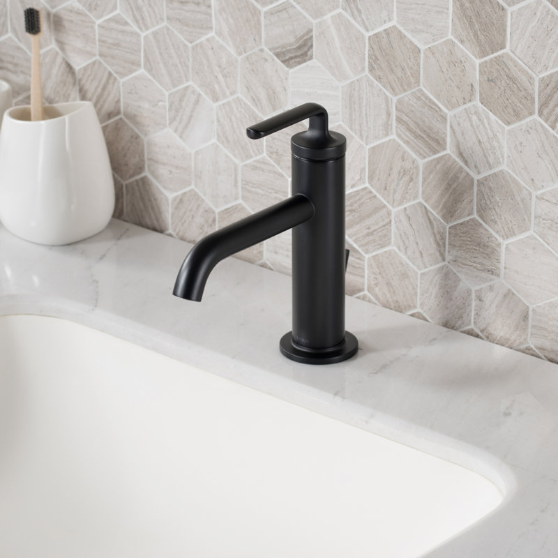KRAUS Ramus Single Handle Bathroom Sink Faucet with Lift Rod Drain, Matte Black