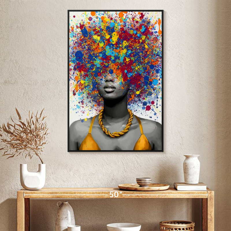 Afro Pop II, Cadre flottant noir, 27 po x 40 po