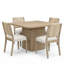 Ensemble de salle à manger moderne scandinave pour 4 personnes avec table cannelée et dossier tissé Liora-133012193-133012194
