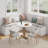 L-Shaped Storage Bench With Cushion- Modern Corner Breakfast Nook Bench For Kitchen, Entryway- White-899750228