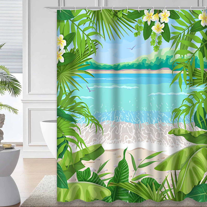Rideau de douche imperméable Tropical, L 72 po x l 78 po