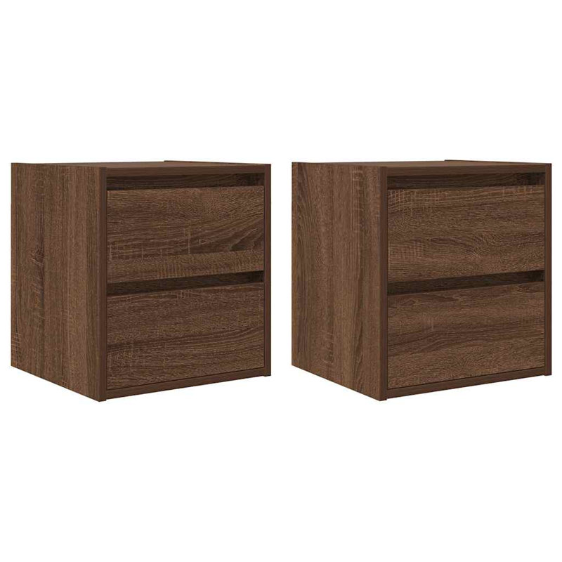 Wall-Mounted Bedside Cabinets 2 Pcs 38X34x40 Cm, Brown Oak, 2